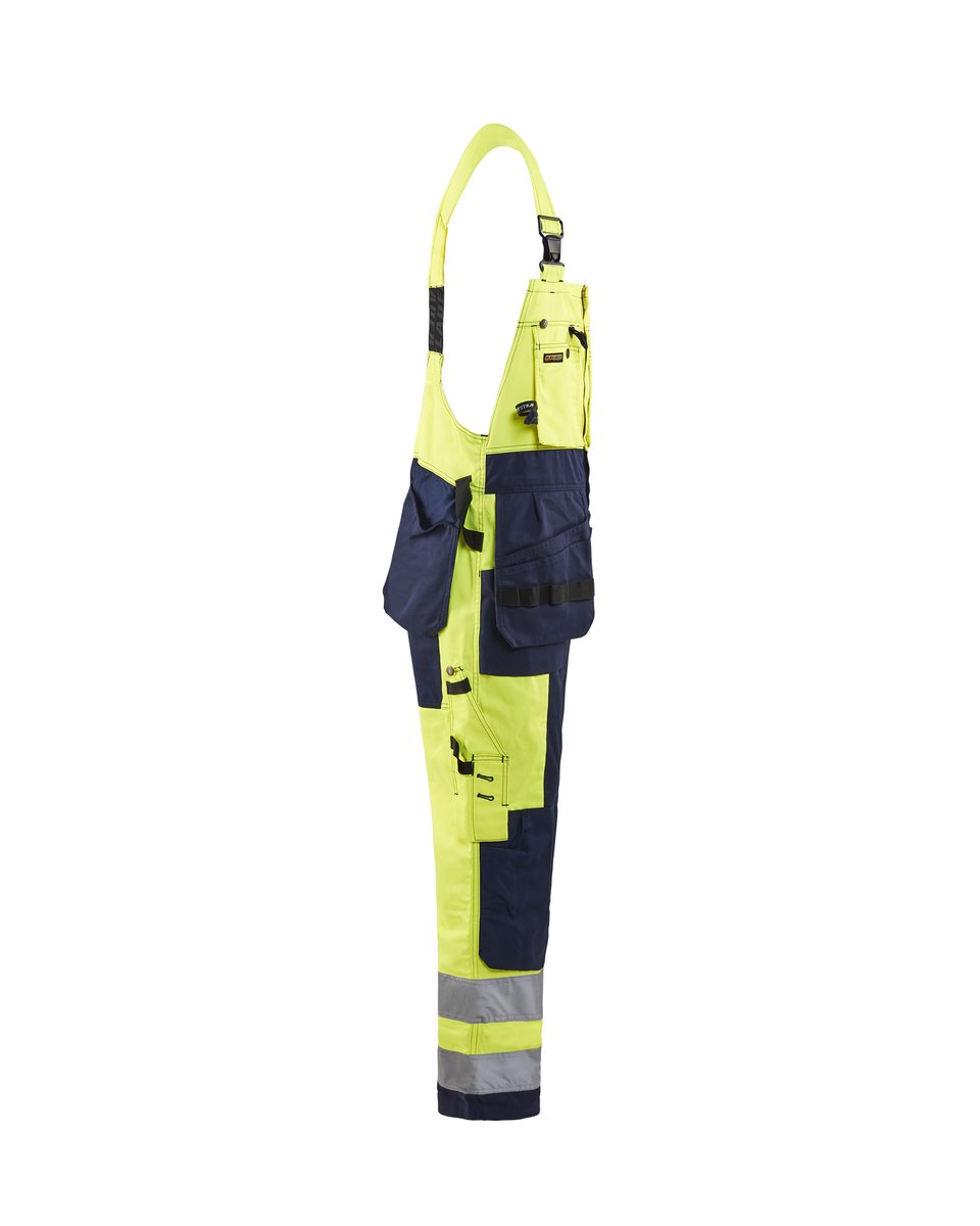 Blåkläder 2603 High Vis Bretelbroek met gereedschapszakken - High Vis Geel/Marineblauw