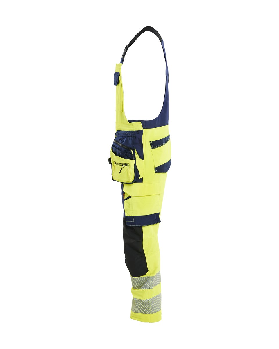 Blåkläder 2626 High Vis Bretelbroek 4-weg stretch met afneembare gereedschapszakken - High Vis Geel/Marineblauw