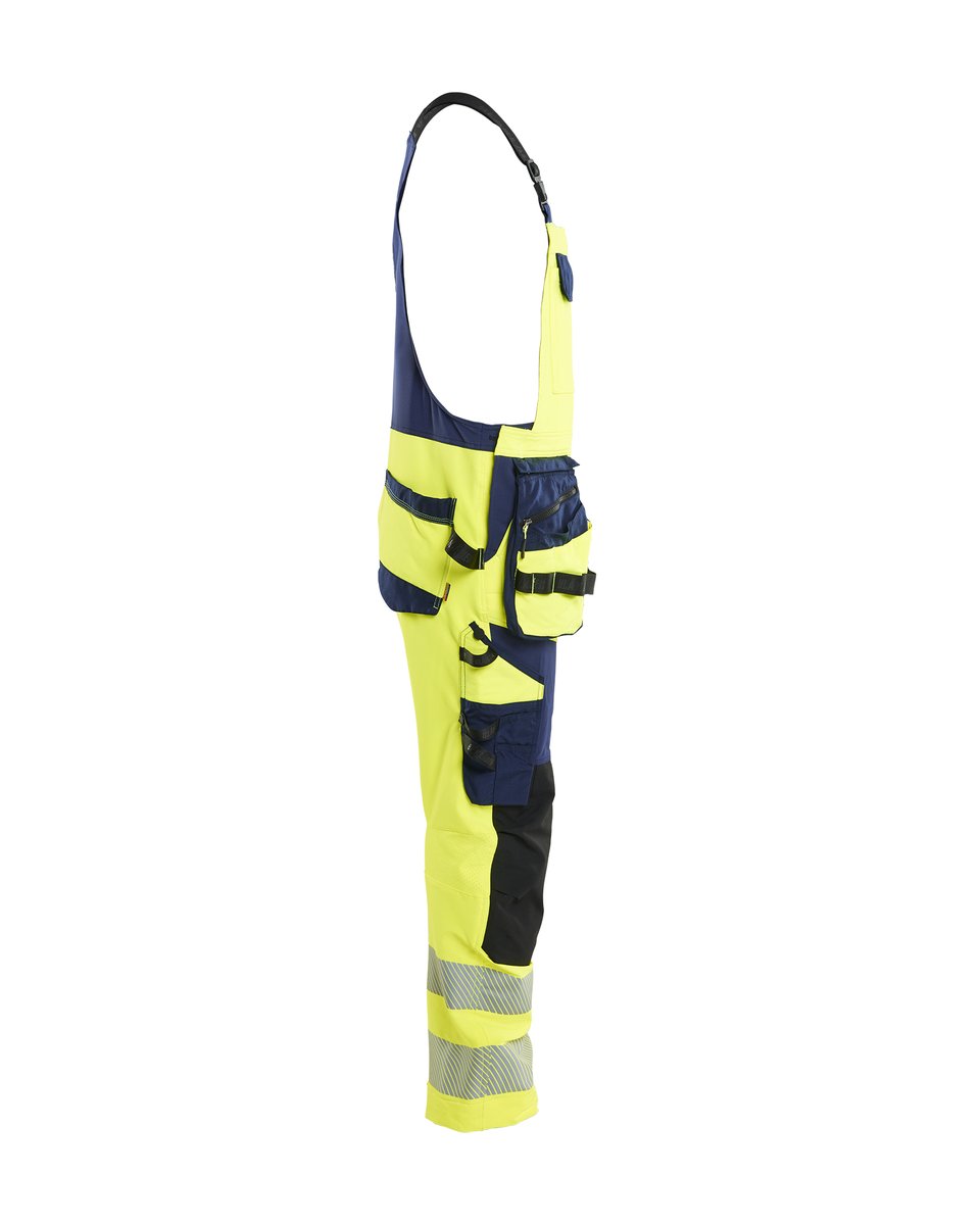 Blåkläder 2626 High Vis Bretelbroek 4-weg stretch met afneembare gereedschapszakken - High Vis Geel/Marineblauw