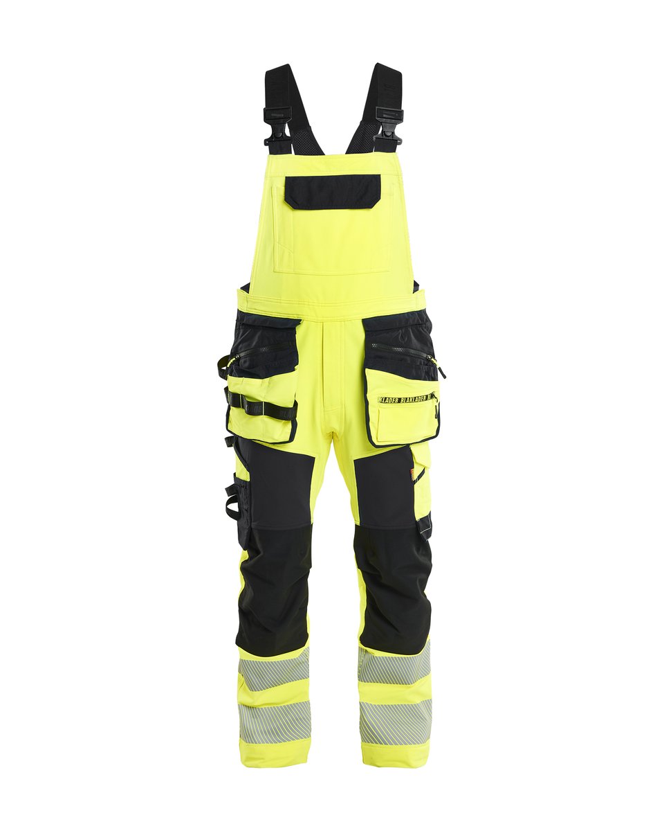Blåkläder 2626 High Vis Bretelbroek 4-weg stretch met afneembare gereedschapszakken - High Vis Geel/Zwart