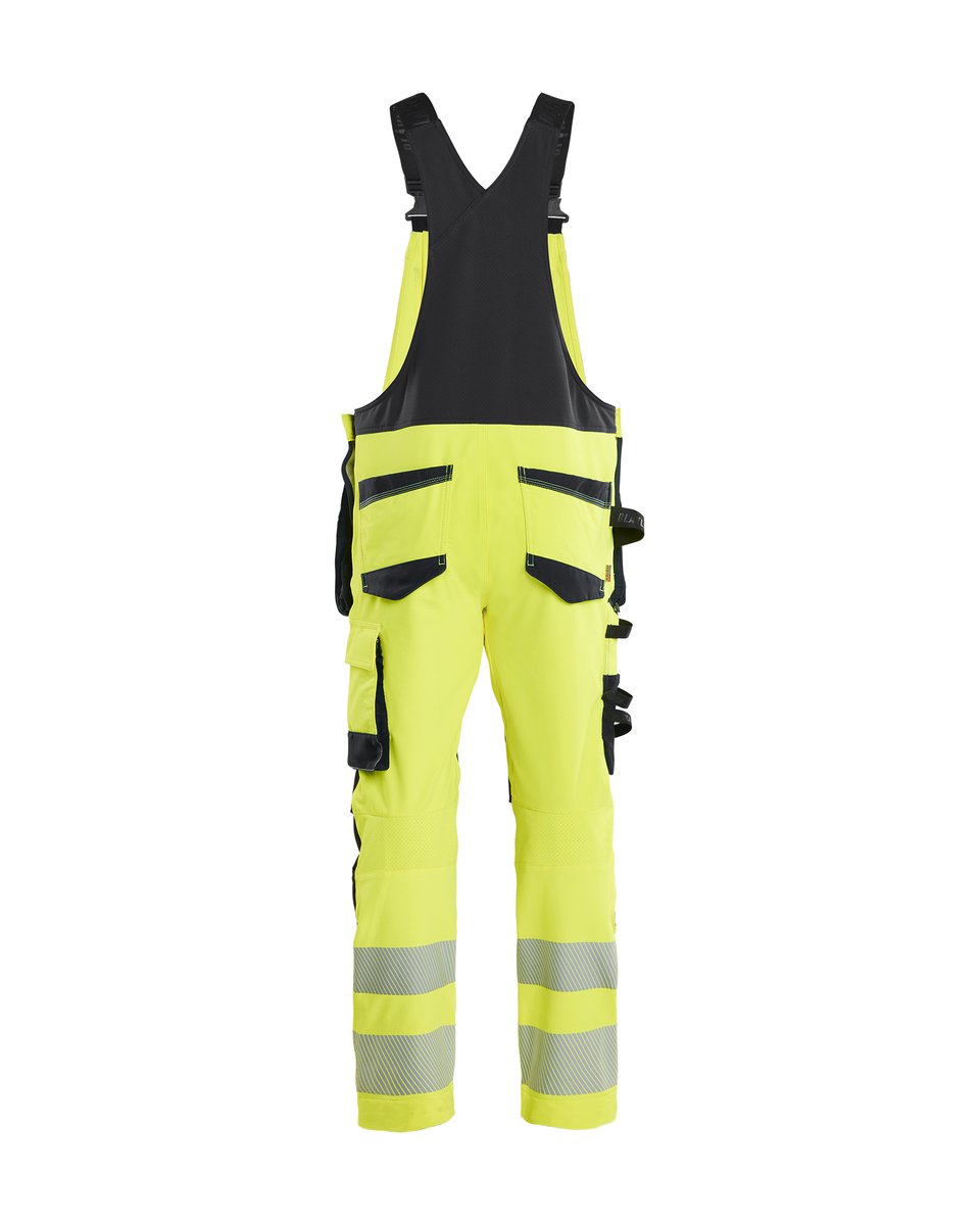 Blåkläder 2626 High Vis Bretelbroek 4-weg stretch met afneembare gereedschapszakken - High Vis Geel/Zwart