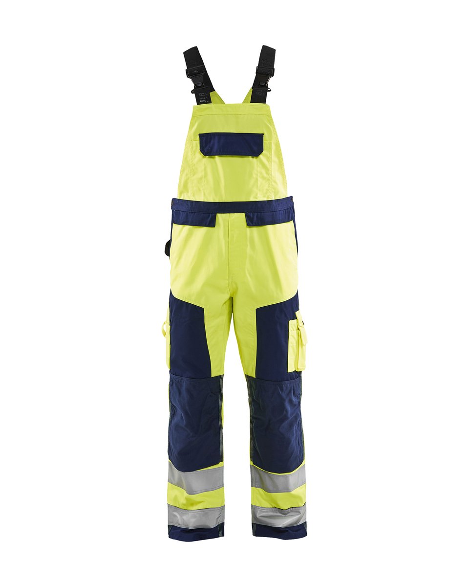 Blåkläder 2660 High Vis Bretelbroek - High Vis Geel/Marineblauw