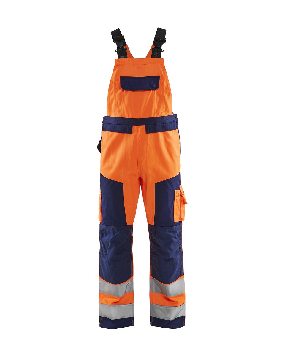 Blåkläder 2660 High Vis Bretelbroek - High Vis Oranje/Marineblauw