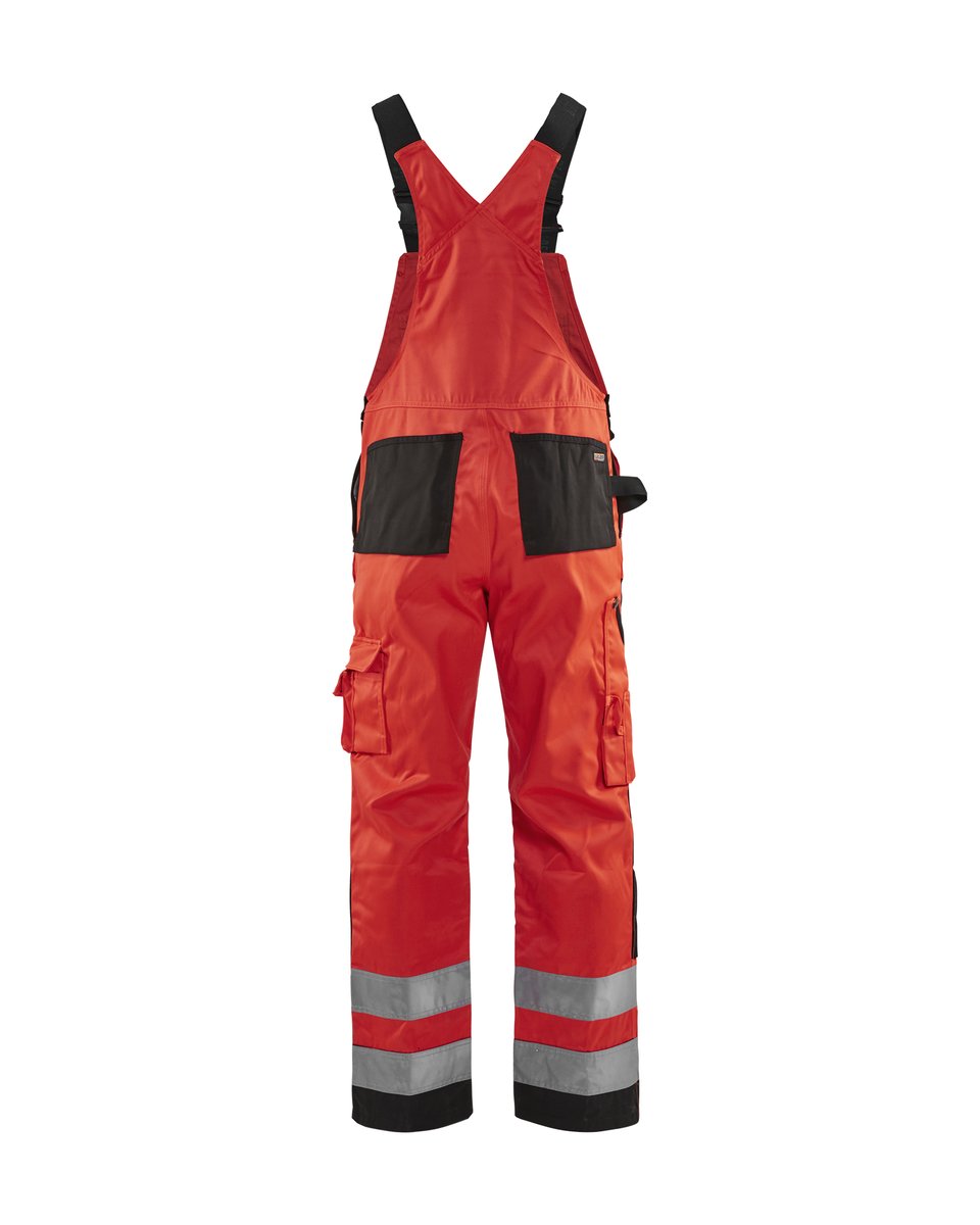 Blåkläder 2660 High Vis Bretelbroek - High Vis Rood/Zwart