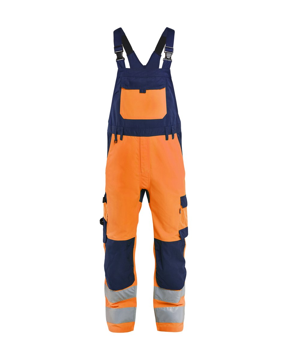 Blåkläder 2663 High Vis bretelbroek - High Vis Oranje/Marineblauw