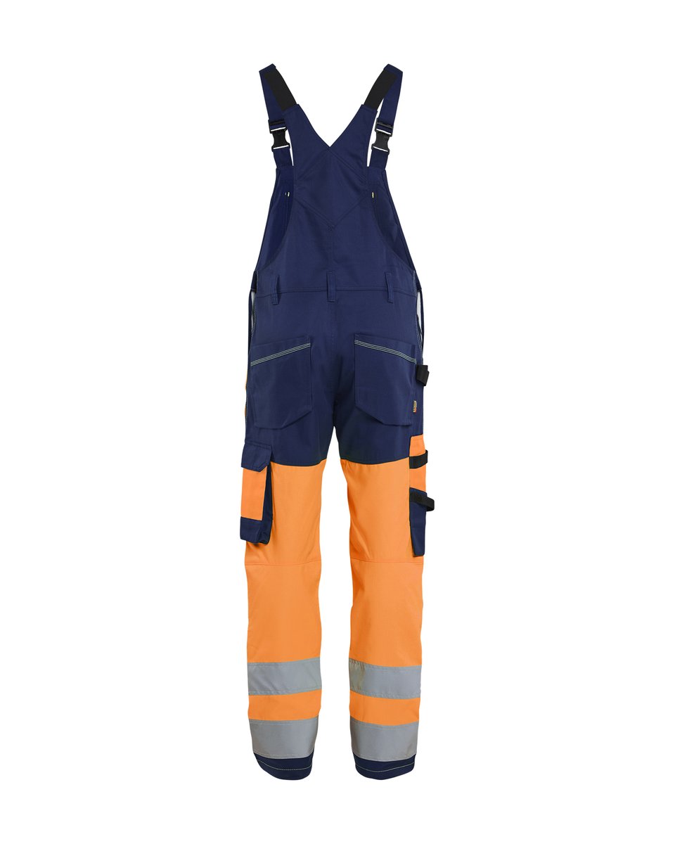 Blåkläder 2663 High Vis bretelbroek - High Vis Oranje/Marineblauw
