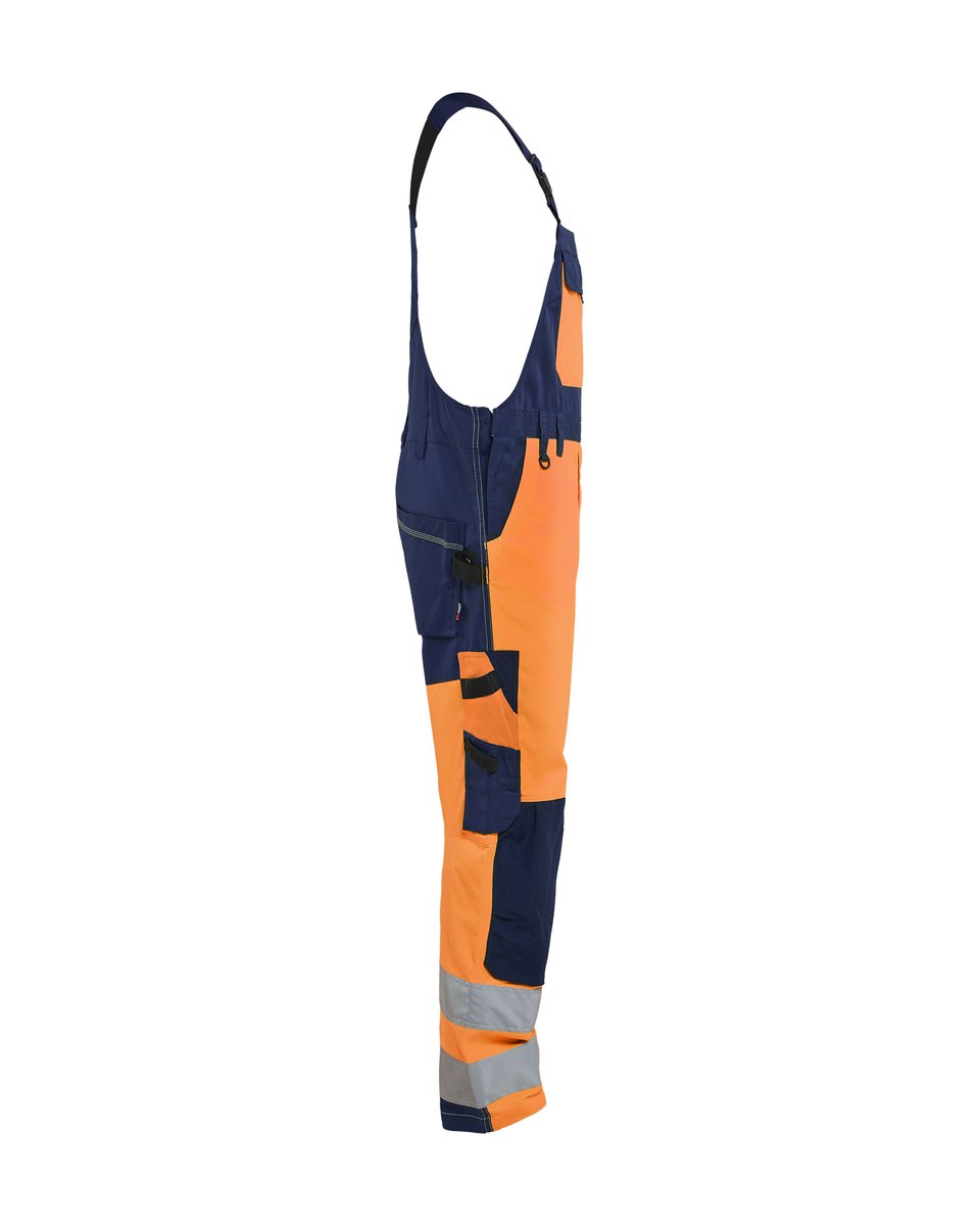 Blåkläder 2663 High Vis bretelbroek - High Vis Oranje/Marineblauw
