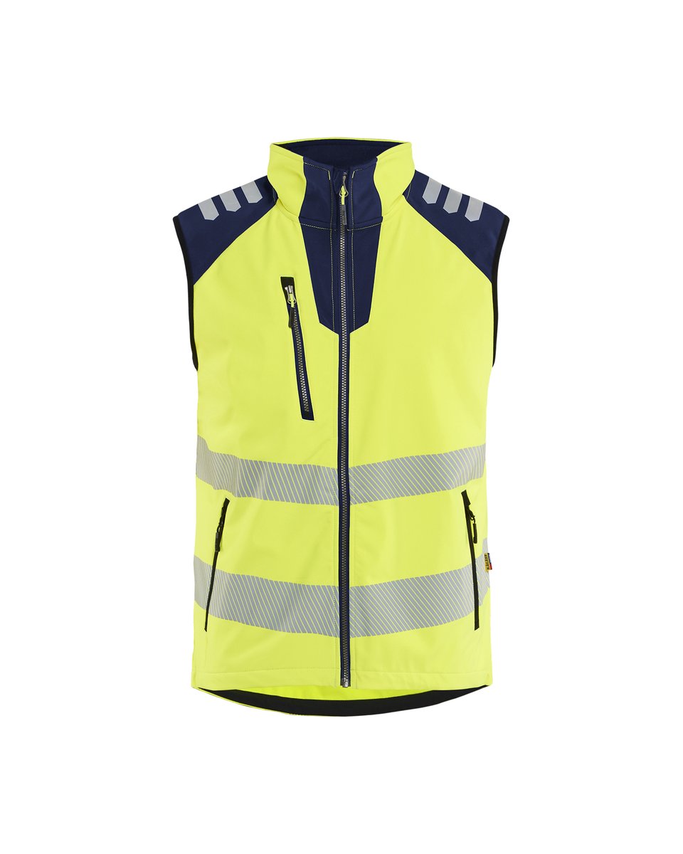 Blåkläder 3091 Softshell Bodywarmer High Vis - High Vis Geel/Marineblauw