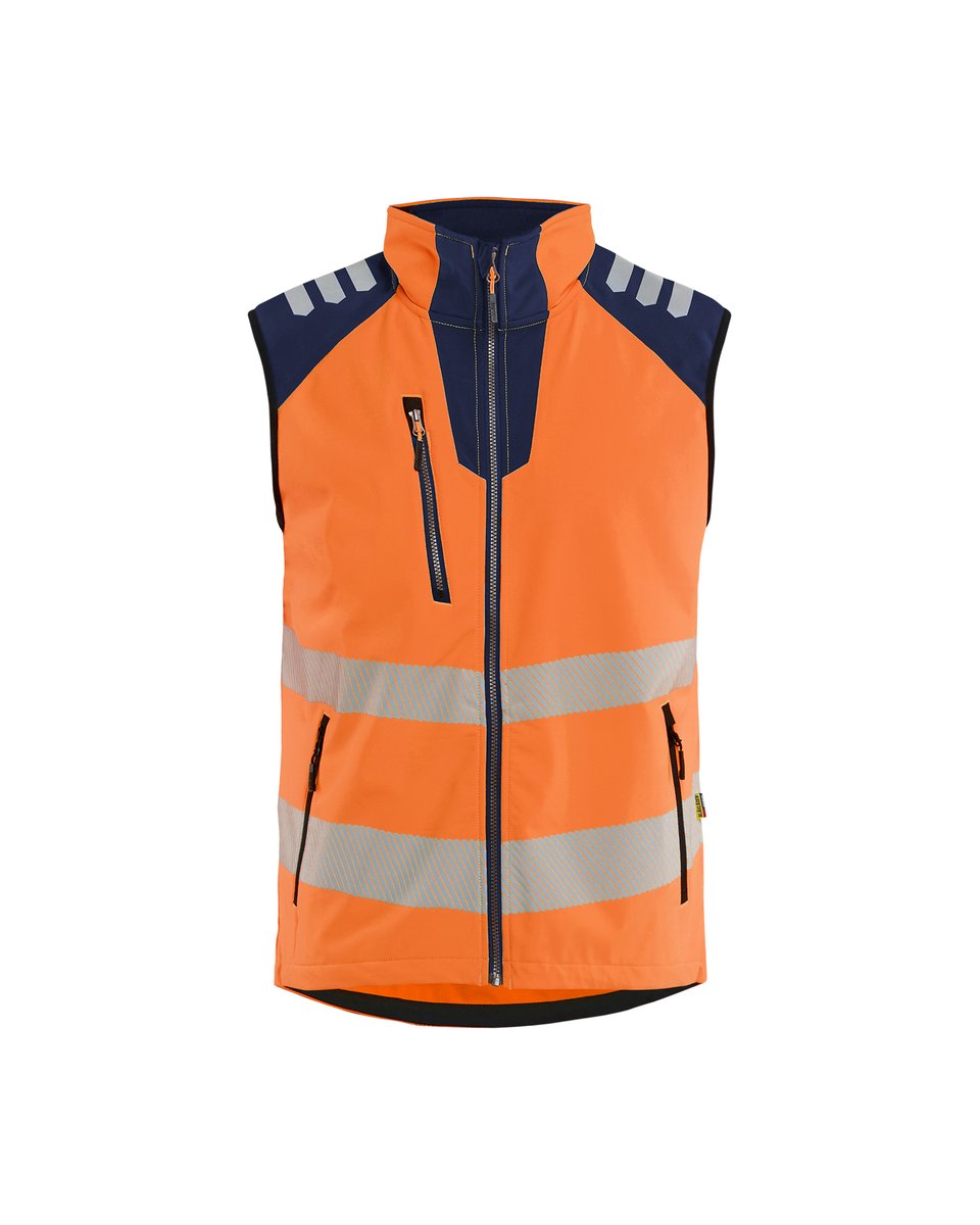 Blåkläder 3091 Softshell Bodywarmer High Vis - High Vis Oranje/Marineblauw