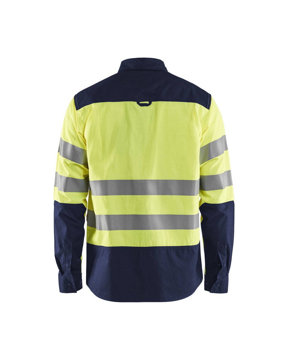 Blåkläder 3255 Overhemd High Vis - High Vis Geel/Marineblauw