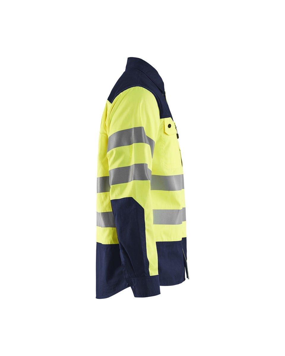 Blåkläder 3255 Overhemd High Vis - High Vis Geel/Marineblauw
