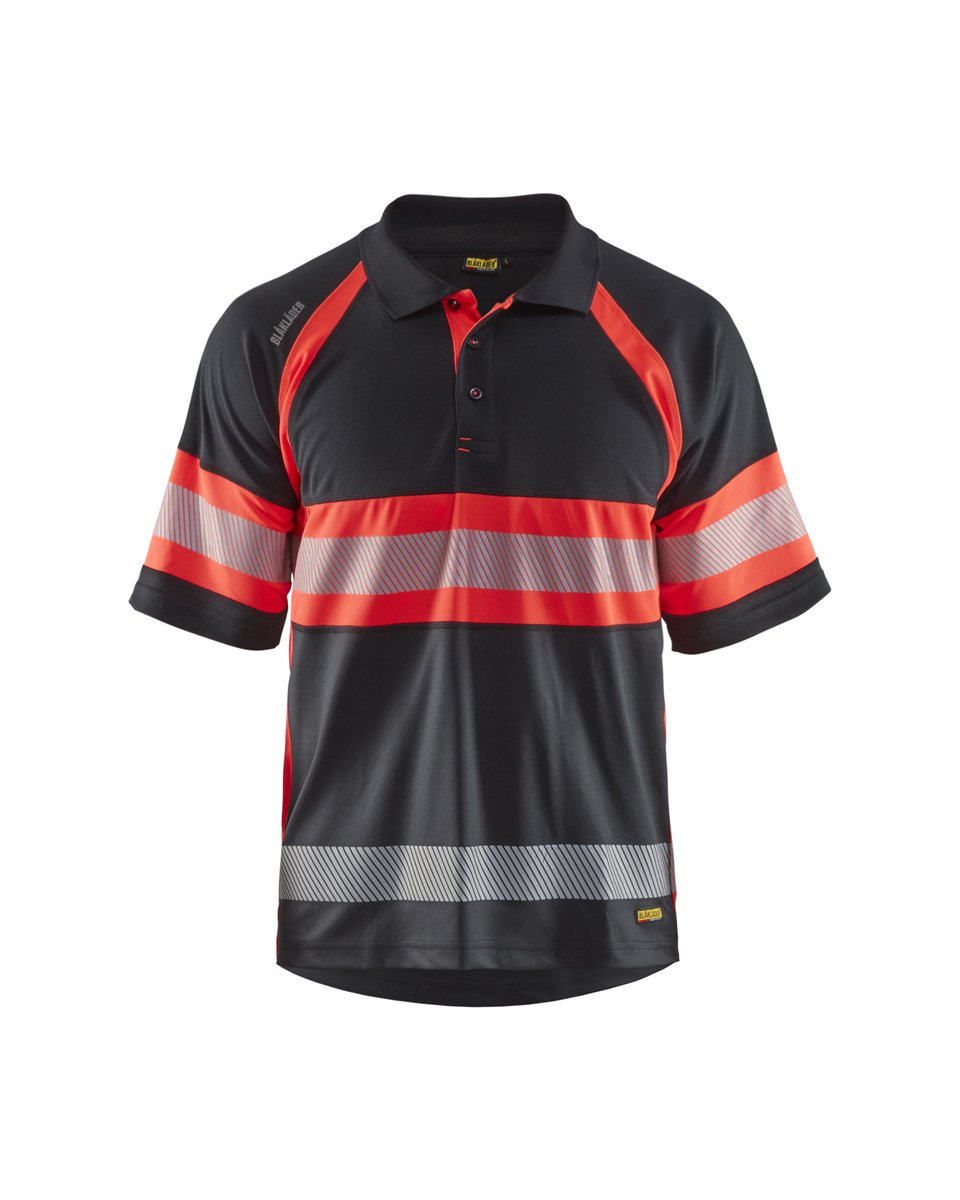 Blåkläder 3338 UV-Poloshirt High Vis - Zwart/High Vis Rood