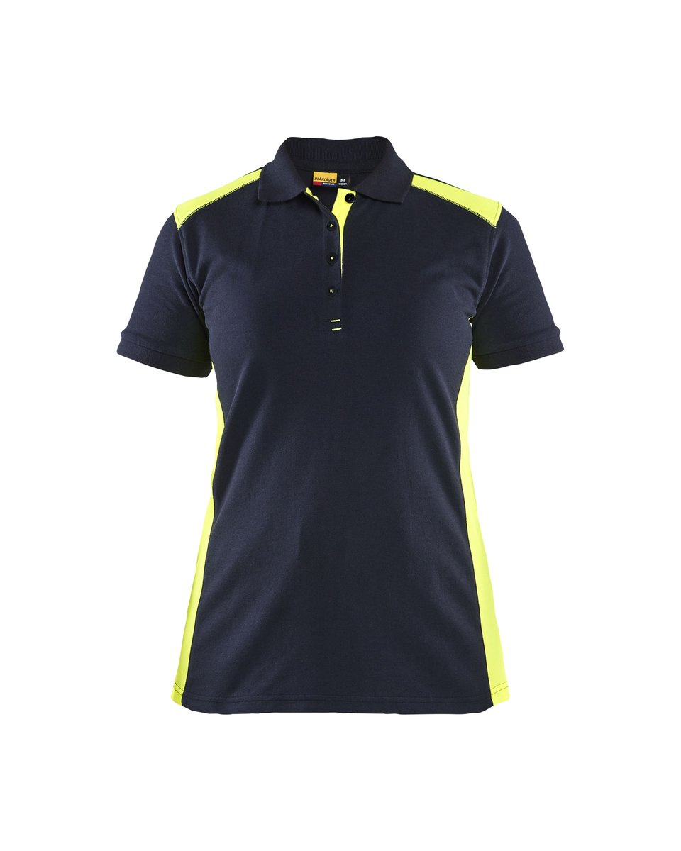 Blåkläder 3390 Dames poloshirt - Donker marineblauw/High Vis Geel