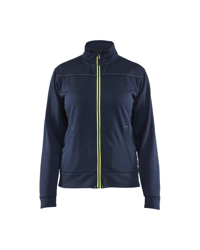 Blåkläder 3394 Dames service sweatshirt met rits - Donker marineblauw/High Vis Geel