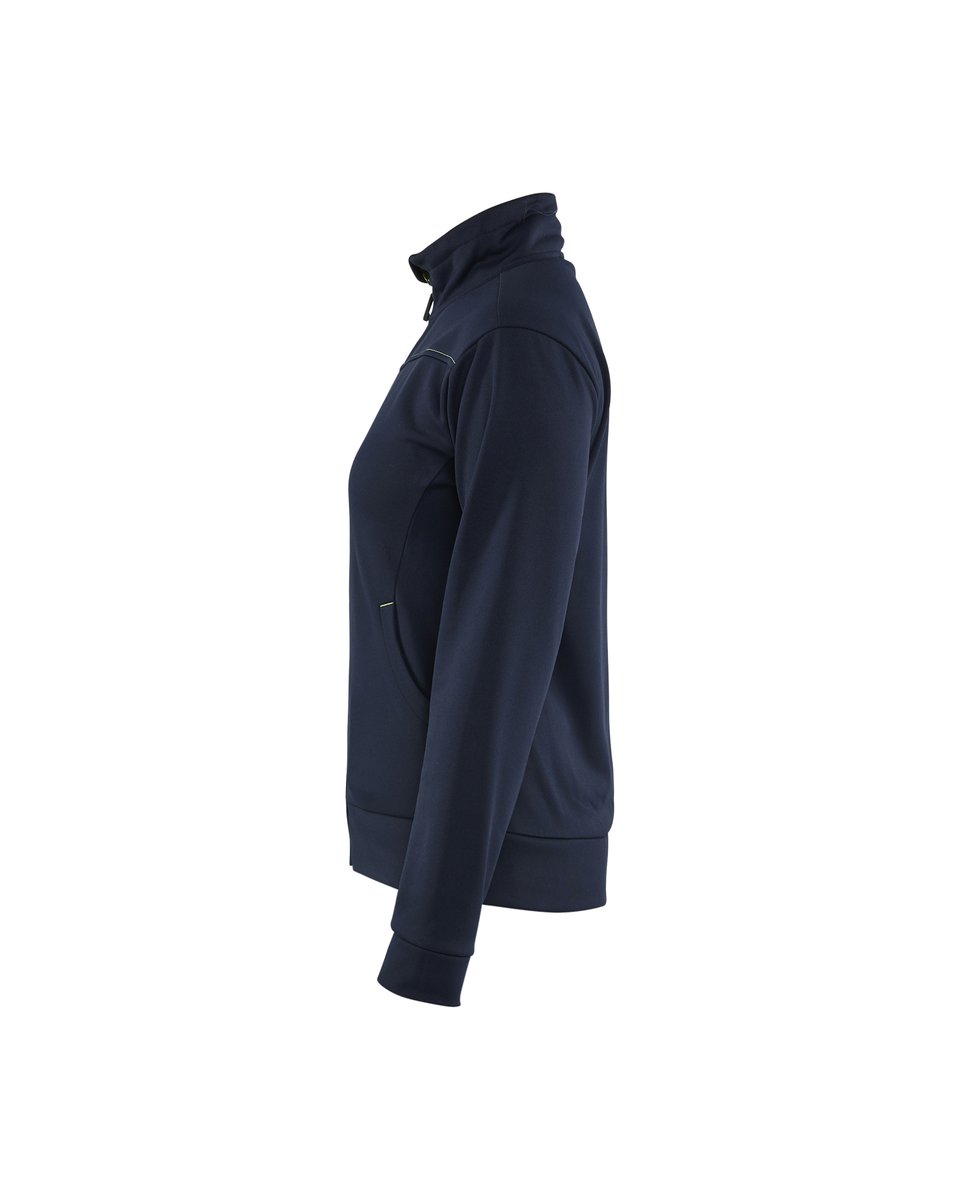 Blåkläder 3394 Dames service sweatshirt met rits - Donker marineblauw/High Vis Geel