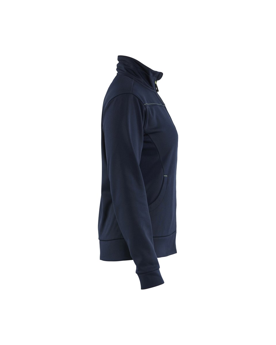 Blåkläder 3394 Dames service sweatshirt met rits - Donker marineblauw/High Vis Geel