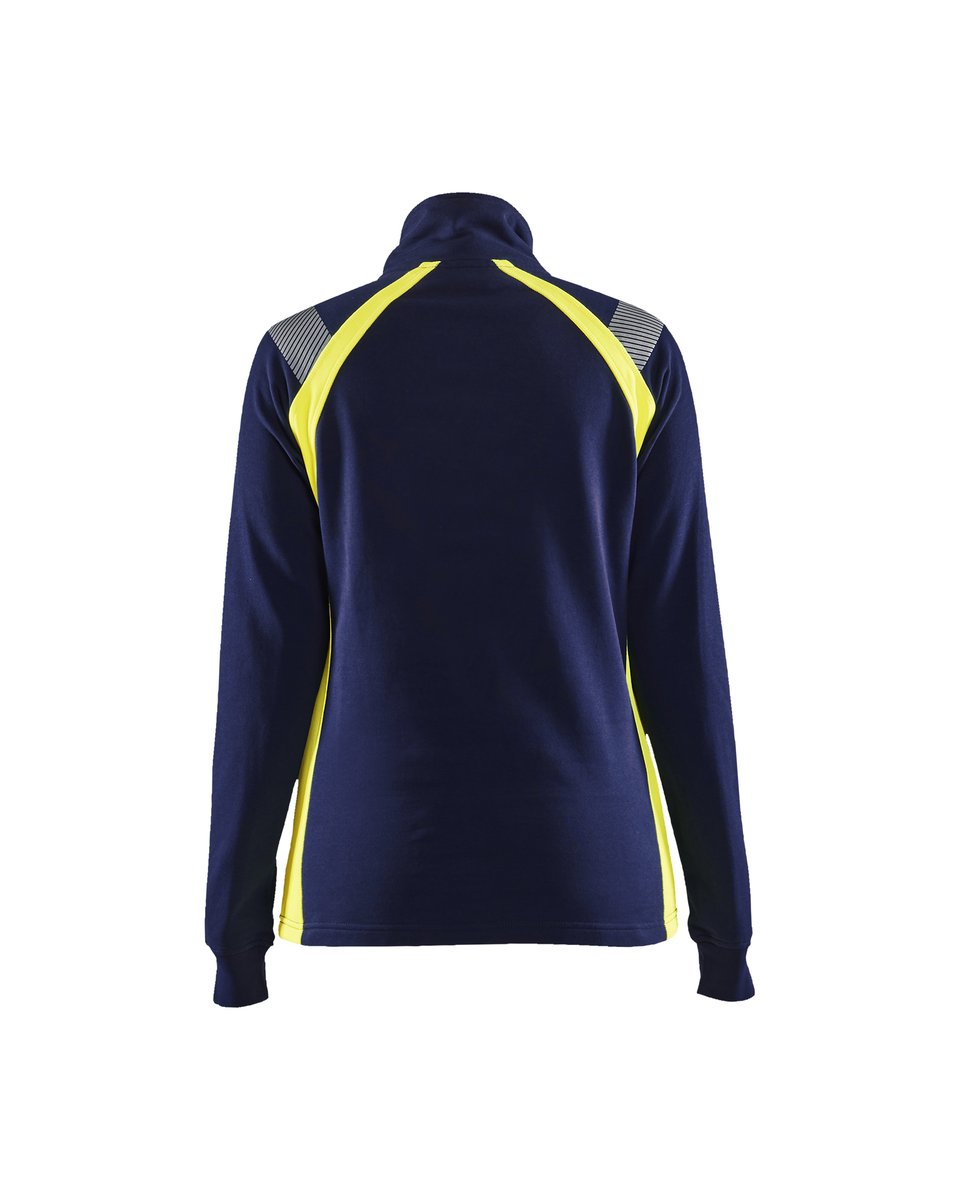Blåkläder 3403 Dames sweatshirt met halve halve rits Visible - Marine/High Vis Geel