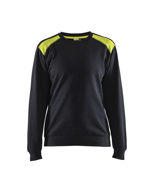 Blåkläder 3408 Dames Sweatshirt bi-colour - Zwart/High Vis Geel