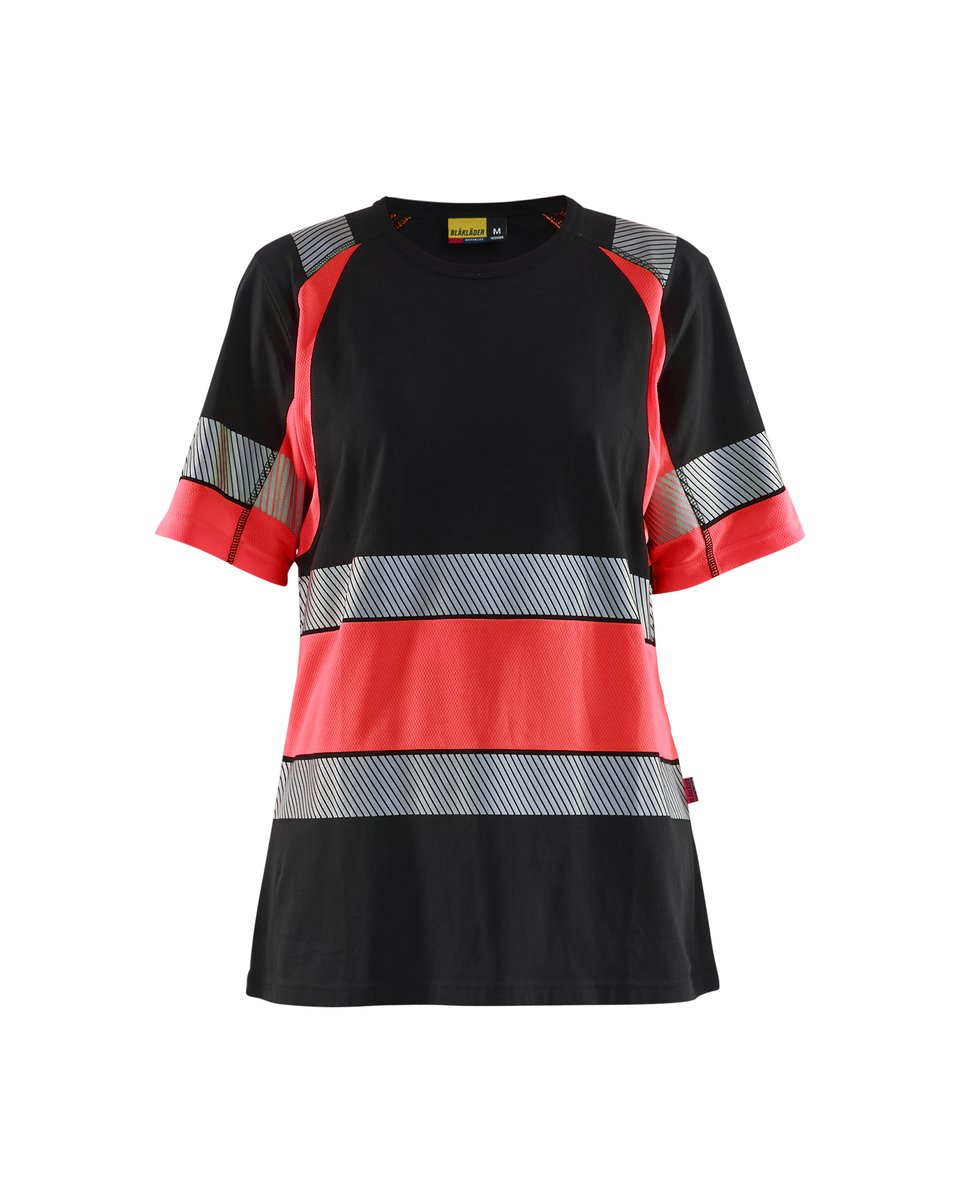 Blåkläder 3410 Dames T-Shirt High Vis - Zwart/High Vis Rood