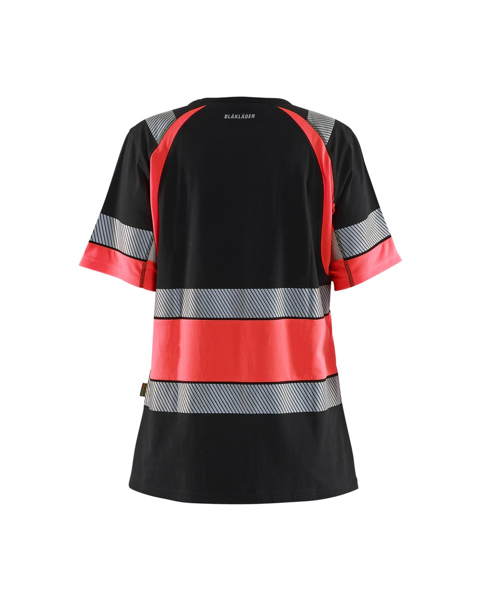 Blåkläder 3410 Dames T-Shirt High Vis - Zwart/High Vis Rood