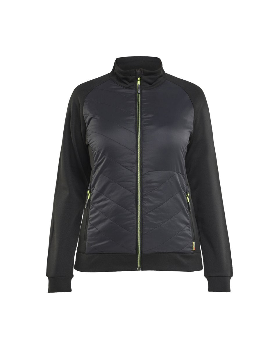 Blåkläder 3419 Dames hybride sweatshirt met rits - Zwart/High Vis Geel