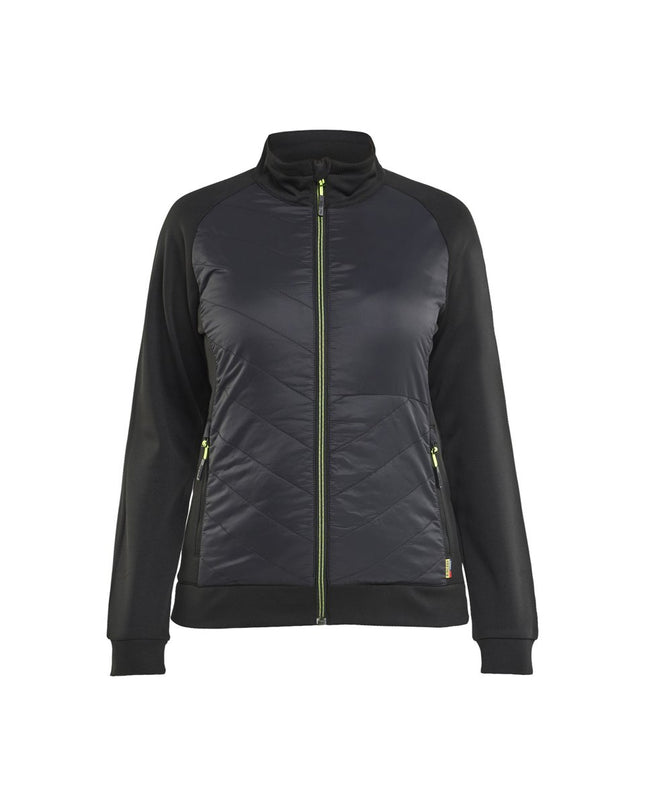 Blåkläder 3419 Dames hybride sweatshirt met rits - Zwart/High Vis Geel