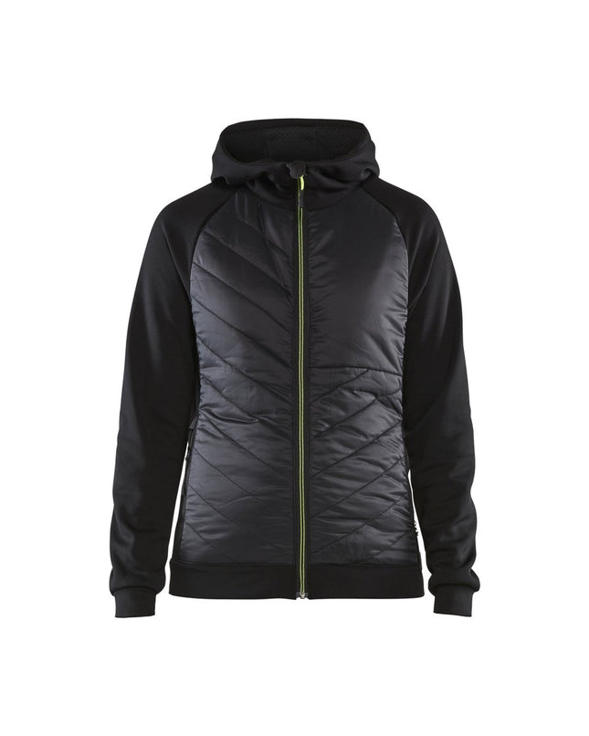 Blåkläder 3464 Dames Hooded Hybride sweatshirt met rits - Zwart/High Vis Geel