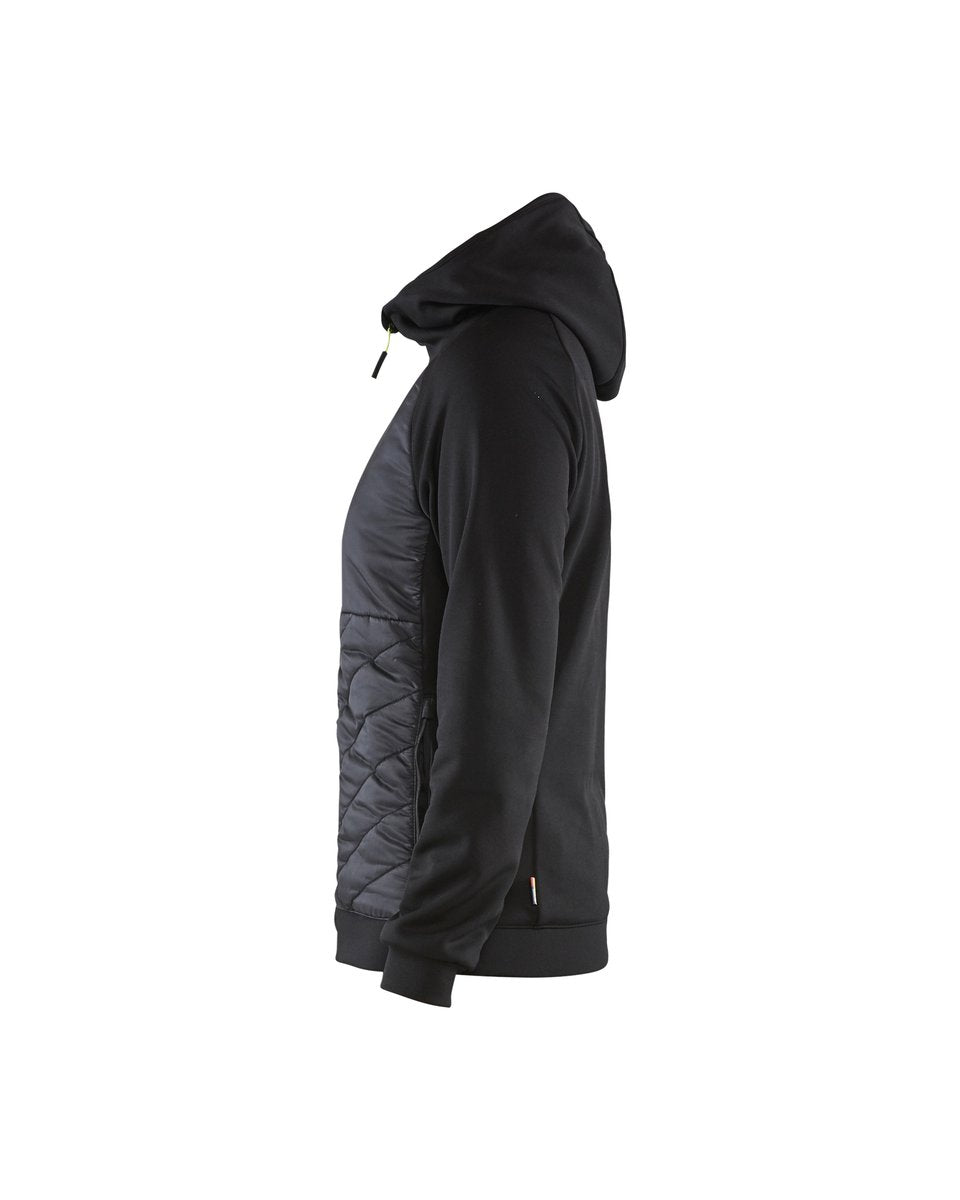Blåkläder 3464 Dames Hooded Hybride sweatshirt met rits - Zwart/High Vis Geel