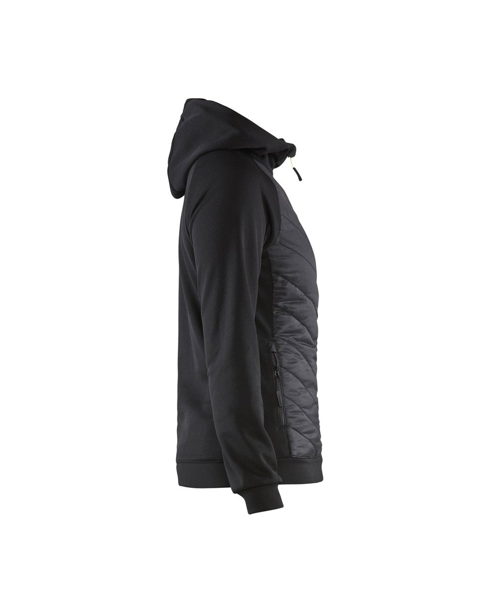 Blåkläder 3464 Dames Hooded Hybride sweatshirt met rits - Zwart/High Vis Geel