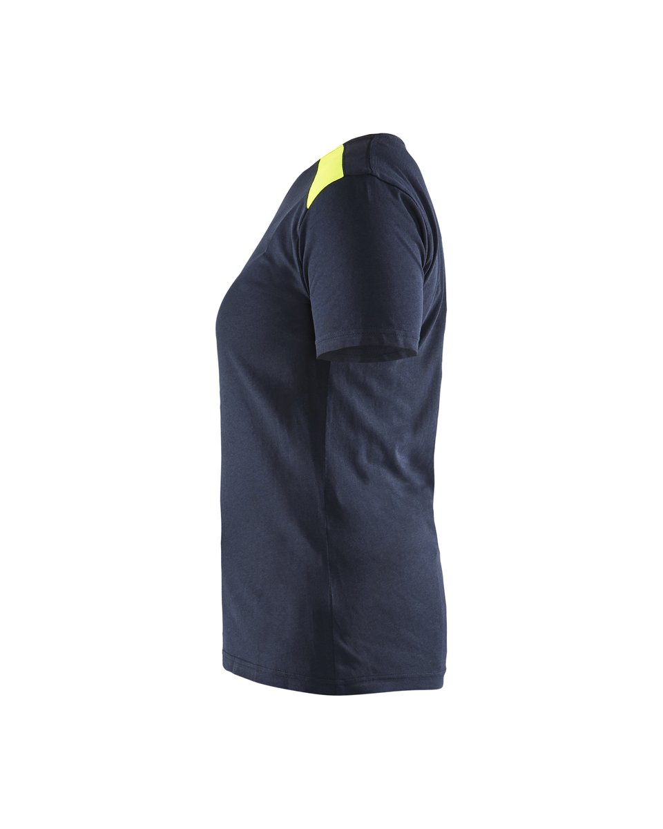 Blåkläder 3479 Dames T-shirt bi-colour - Donker marineblauw/High Vis Geel