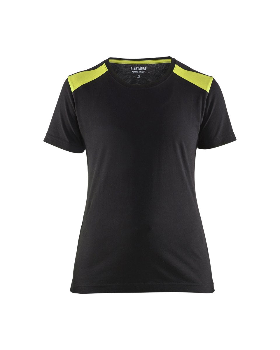 Blåkläder 3479 Dames T-shirt bi-colour - Zwart/High Vis Geel