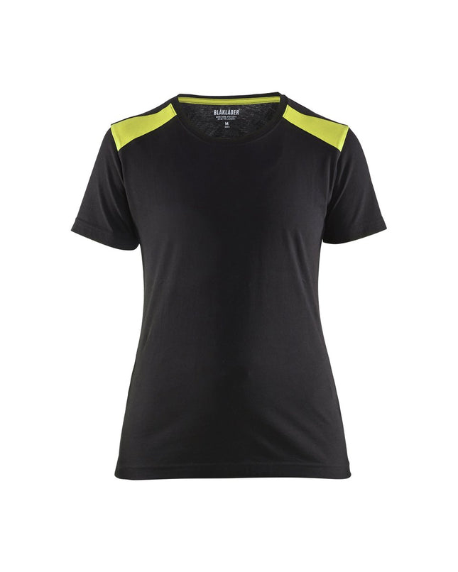 Blåkläder 3479 Dames T-shirt bi-colour - Zwart/High Vis Geel