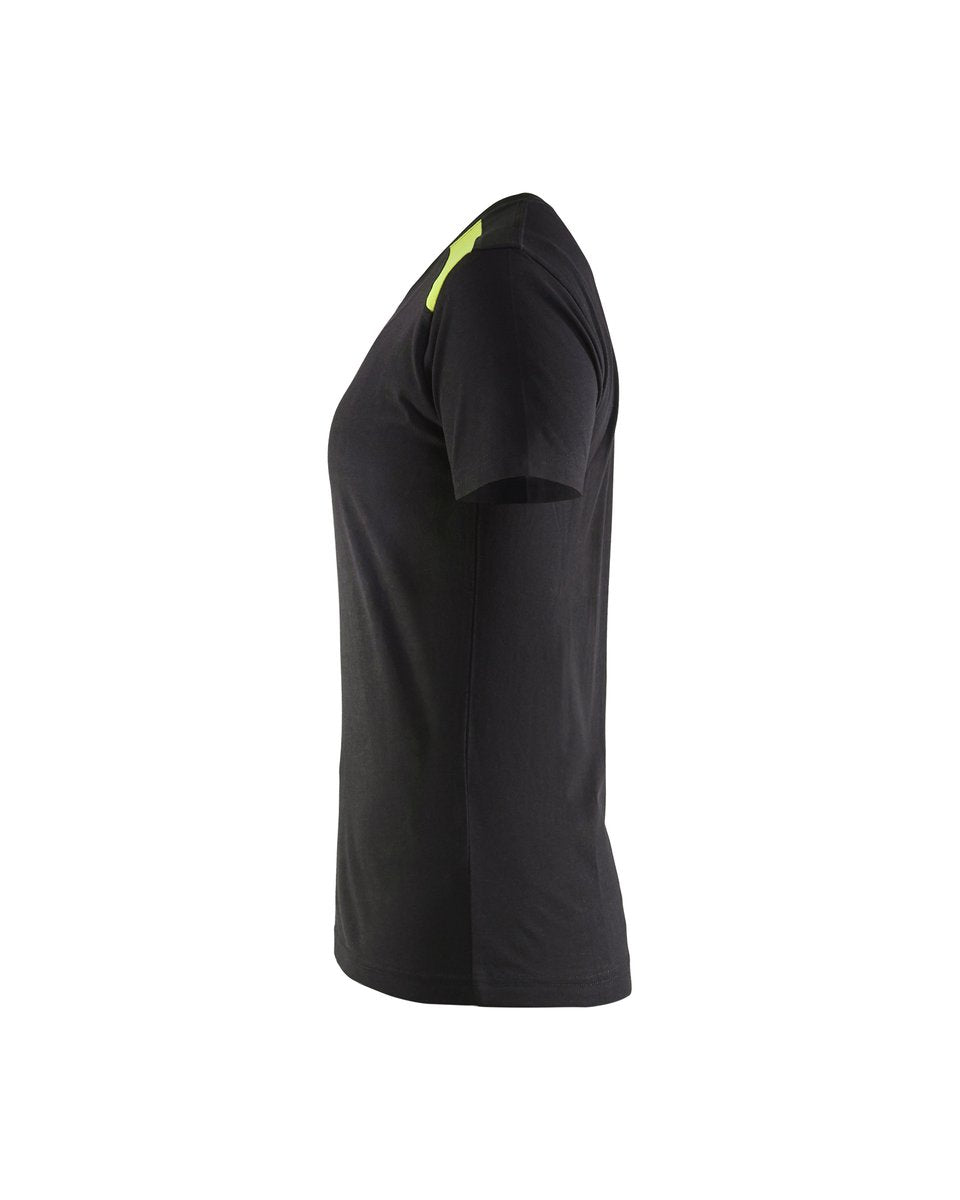 Blåkläder 3479 Dames T-shirt bi-colour - Zwart/High Vis Geel