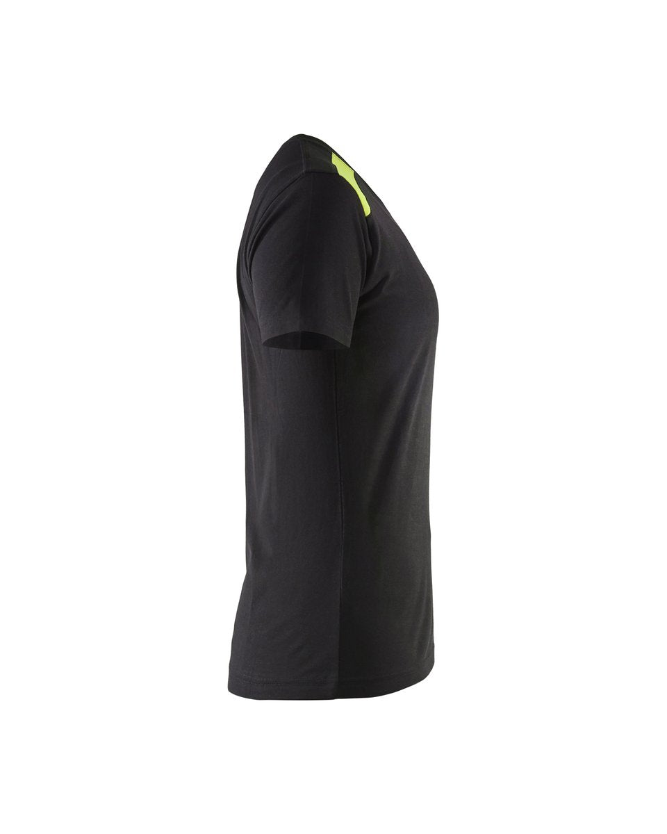 Blåkläder 3479 Dames T-shirt bi-colour - Zwart/High Vis Geel