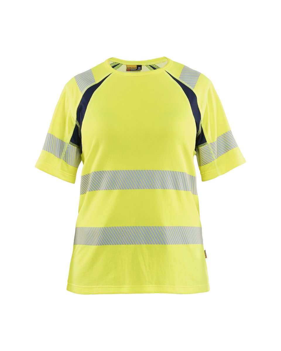 Blåkläder 3503 Dames T-shirt High Vis - High Vis Geel/Marineblauw