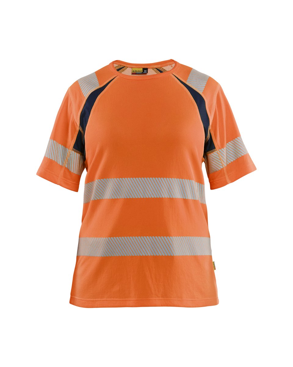 Blåkläder 3503 Dames T-shirt High Vis - High Vis Oranje/Marineblauw