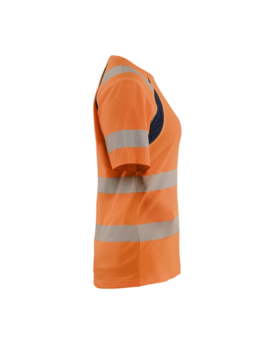 Blåkläder 3503 Dames T-shirt High Vis - High Vis Oranje/Marineblauw