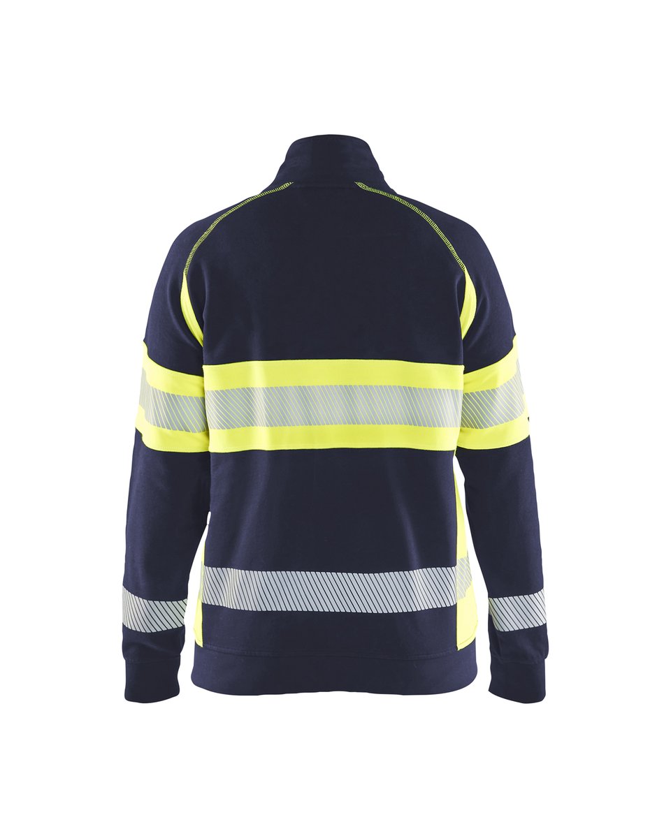 Blåkläder 3505 Dames sweatshirt met rits High Vis - Marine/High Vis Geel