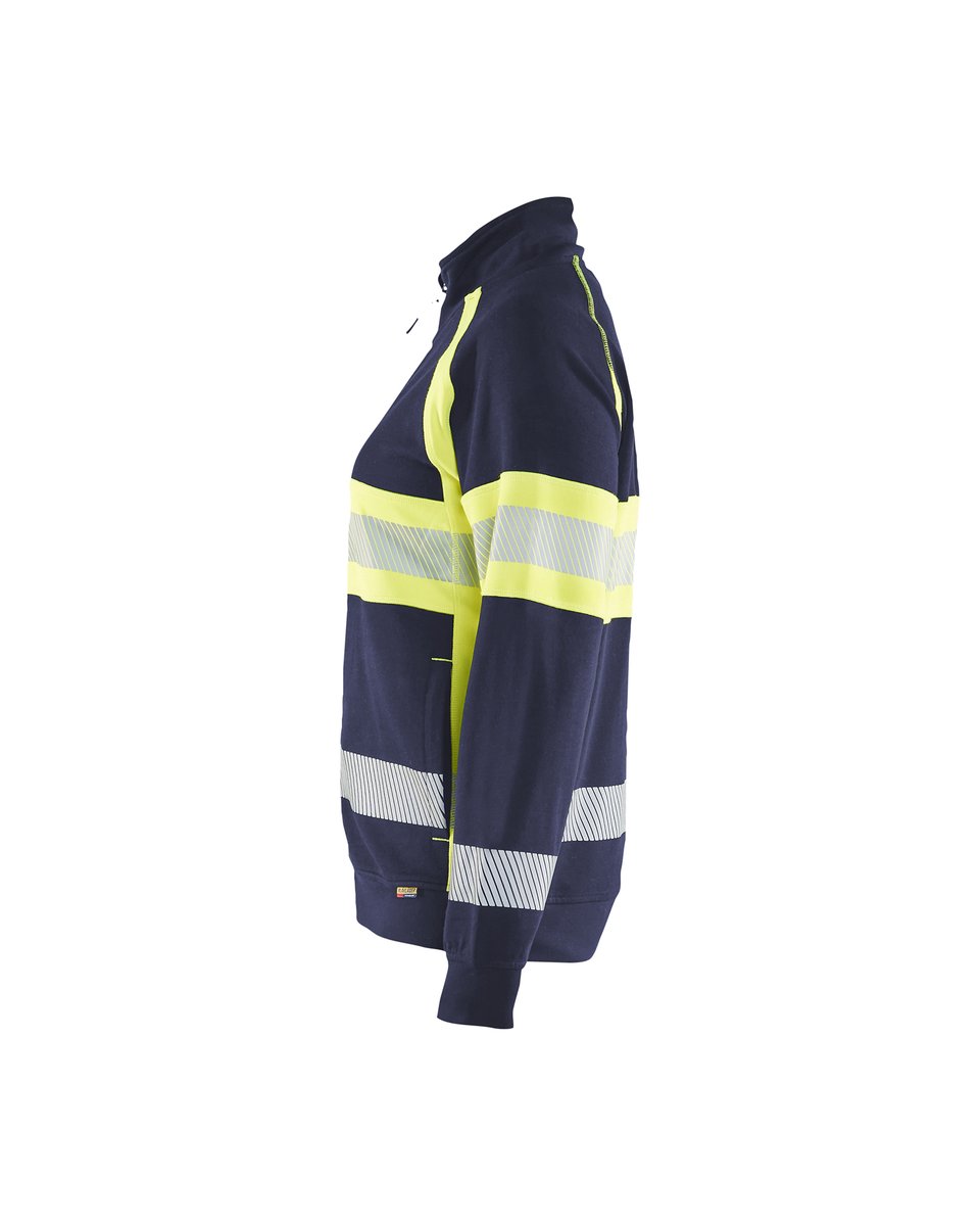 Blåkläder 3505 Dames sweatshirt met rits High Vis - Marine/High Vis Geel