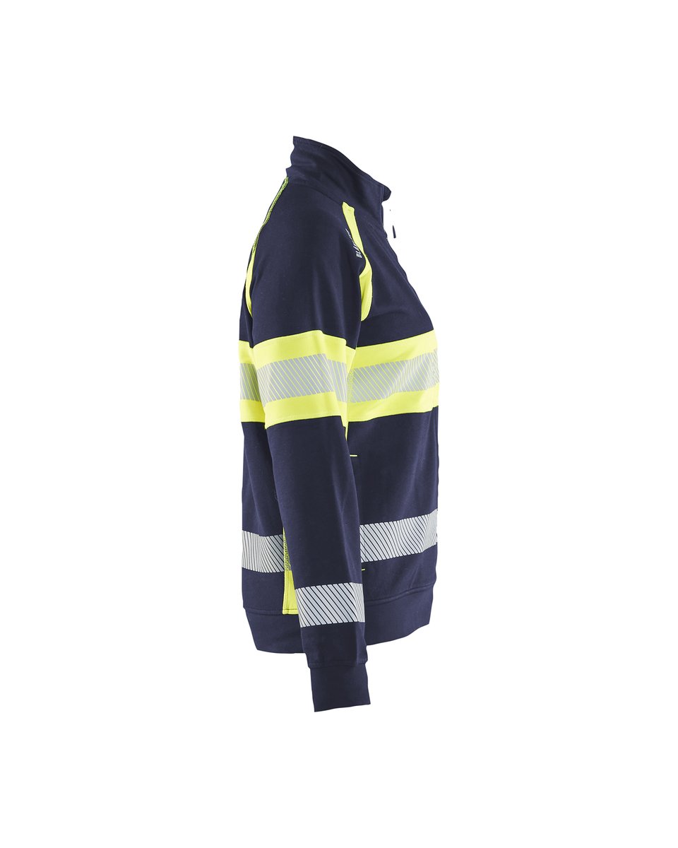 Blåkläder 3505 Dames sweatshirt met rits High Vis - Marine/High Vis Geel
