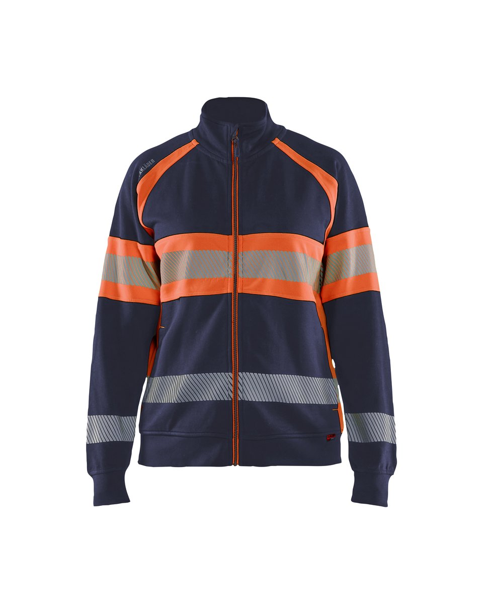 Blåkläder 3505 Dames sweatshirt met rits High Vis - Marineblauw/Oranje