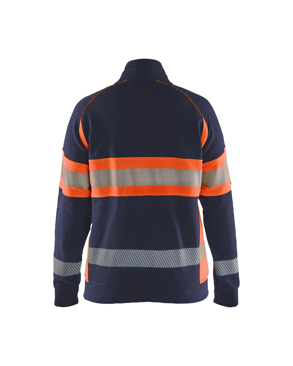 Blåkläder 3505 Dames sweatshirt met rits High Vis - Marineblauw/Oranje