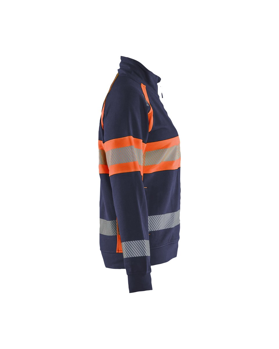 Blåkläder 3505 Dames sweatshirt met rits High Vis - Marineblauw/Oranje