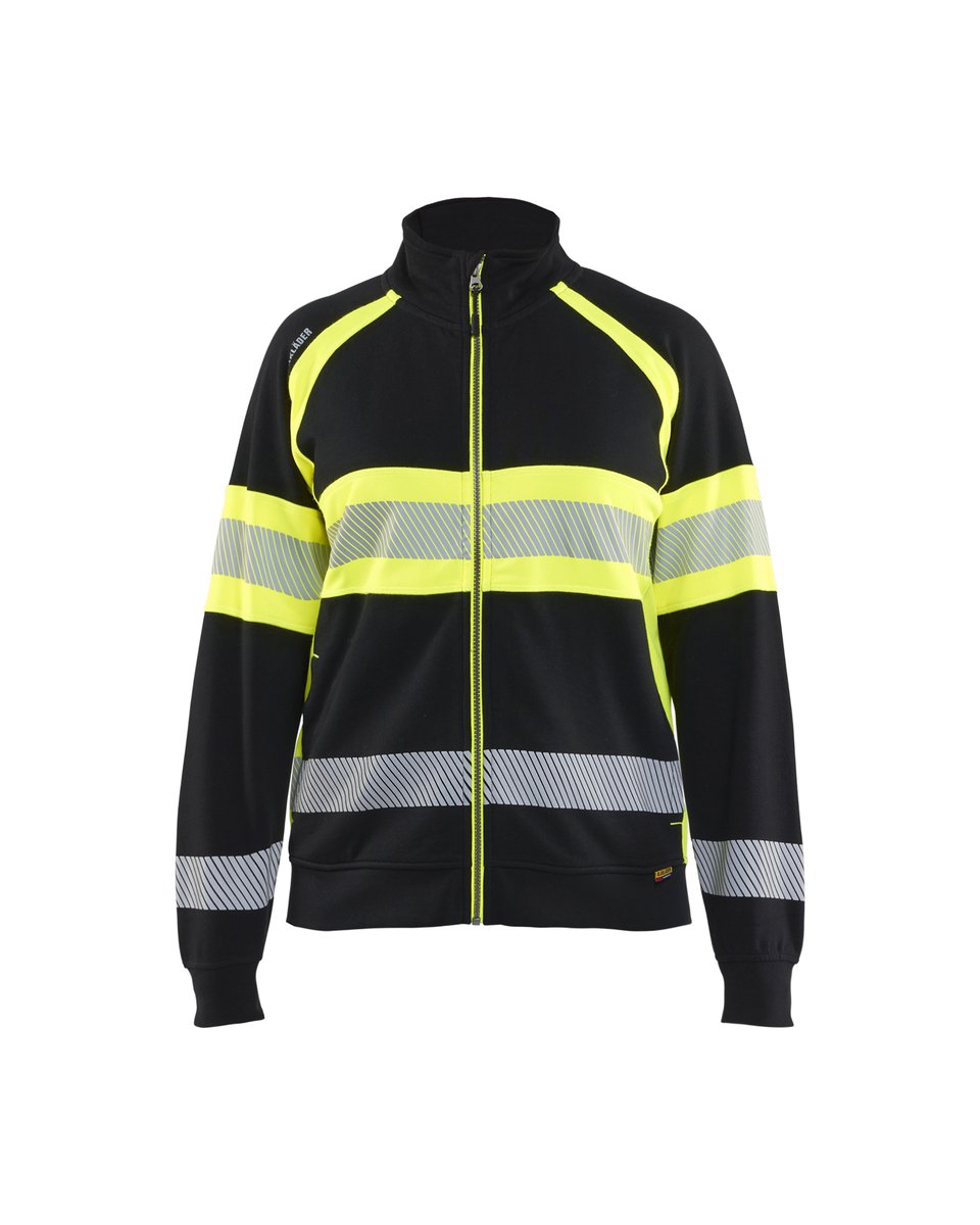 Blåkläder 3505 Dames sweatshirt met rits High Vis - Zwart/High Vis Geel