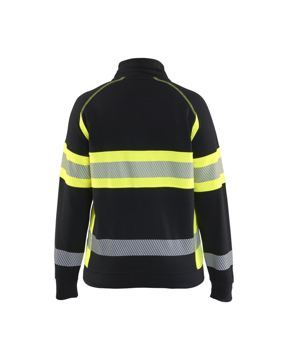 Blåkläder 3505 Dames sweatshirt met rits High Vis - Zwart/High Vis Geel