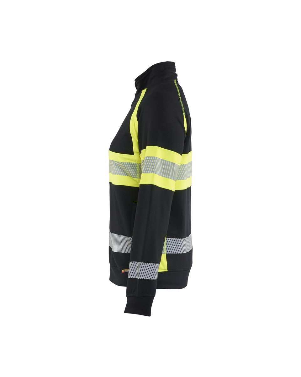 Blåkläder 3505 Dames sweatshirt met rits High Vis - Zwart/High Vis Geel