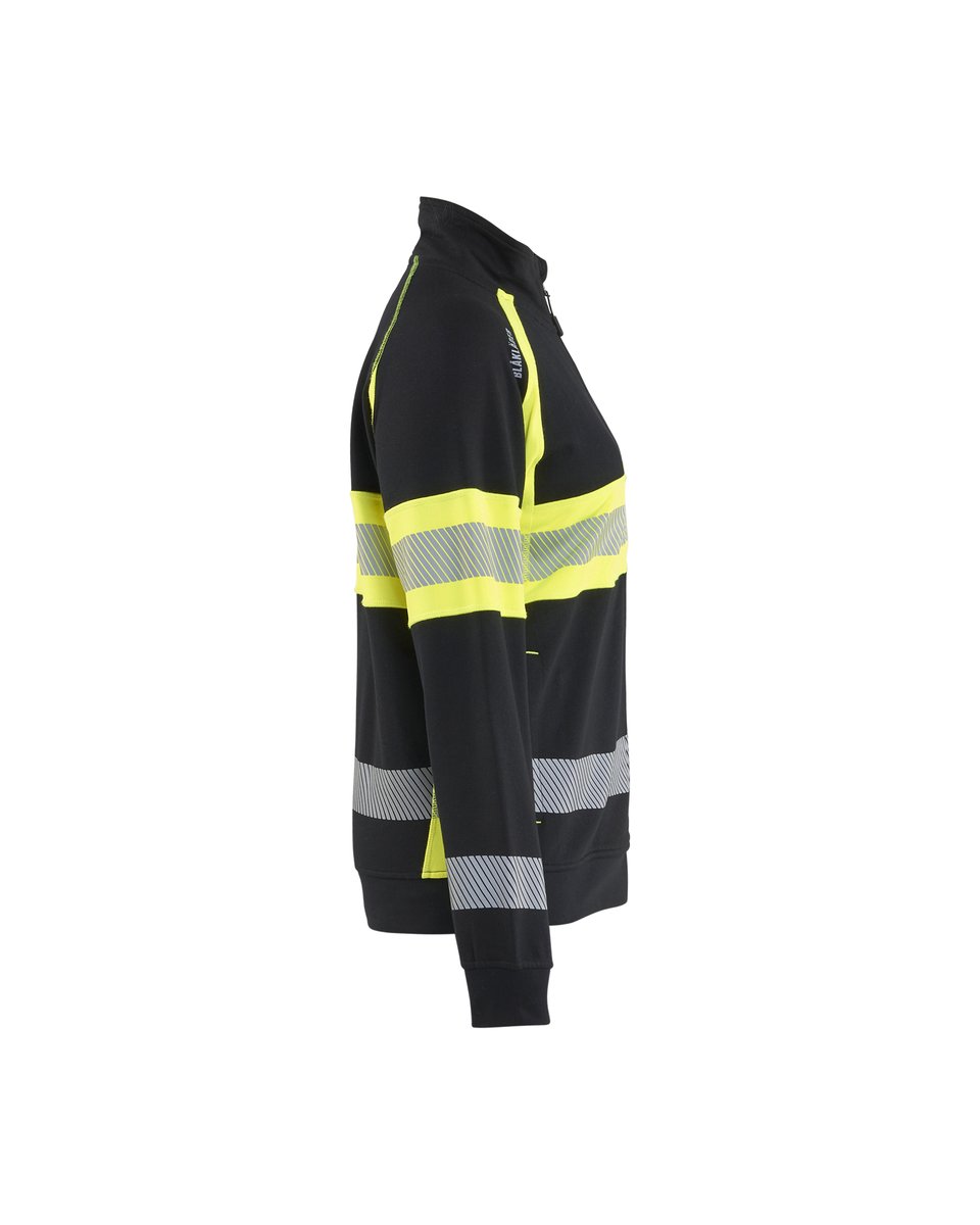 Blåkläder 3505 Dames sweatshirt met rits High Vis - Zwart/High Vis Geel
