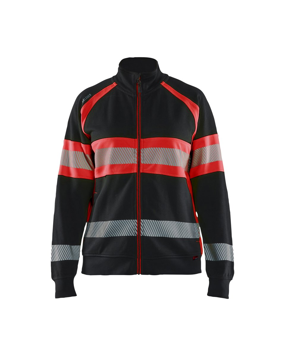 Blåkläder 3505 Dames sweatshirt met rits High Vis - Zwart/High Vis Rood