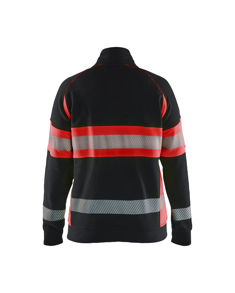 Blåkläder 3505 Dames sweatshirt met rits High Vis - Zwart/High Vis Rood