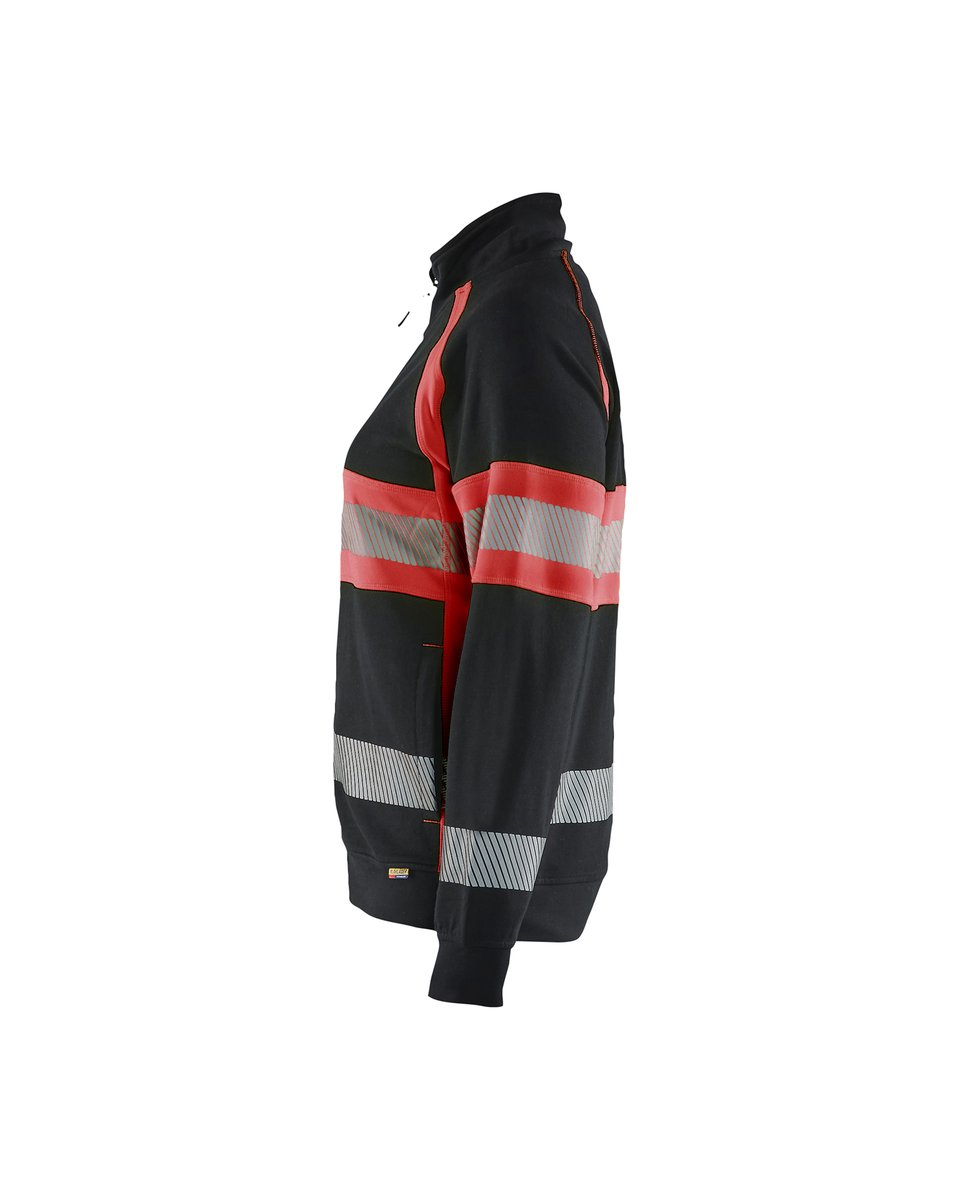 Blåkläder 3505 Dames sweatshirt met rits High Vis - Zwart/High Vis Rood